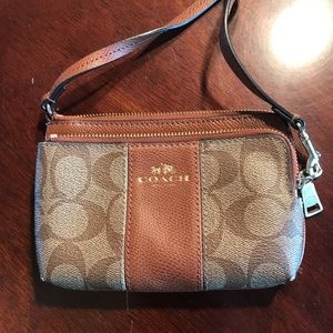 Coach Original Logo Brown & Gold Wristlet